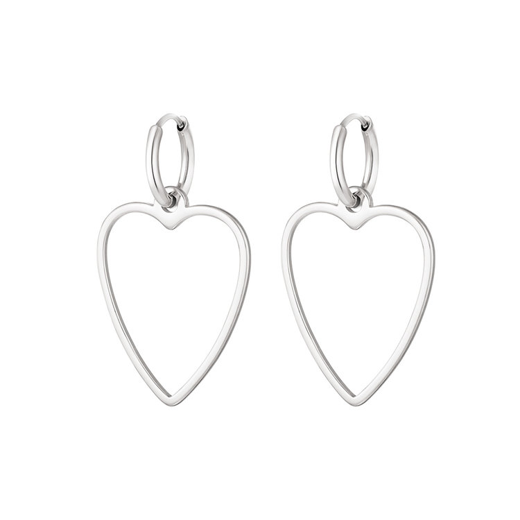 Silver Open Heart Earrings