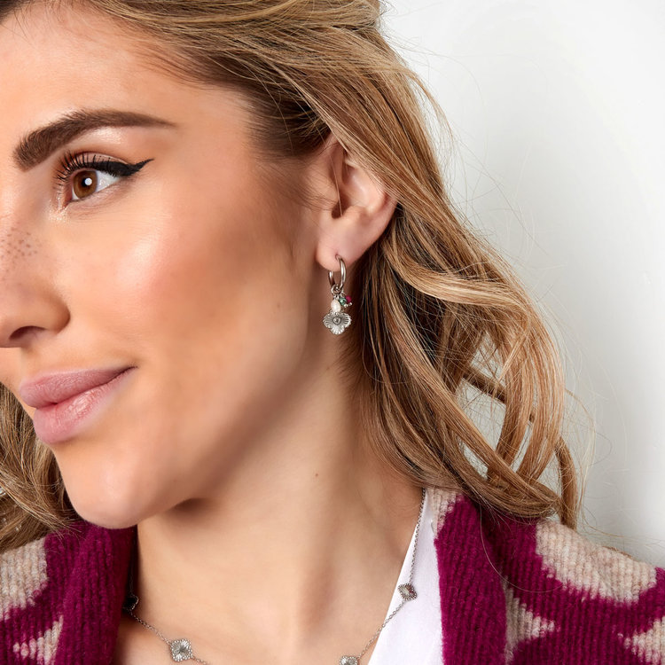 Gold Mixed Beads Clover Earrings