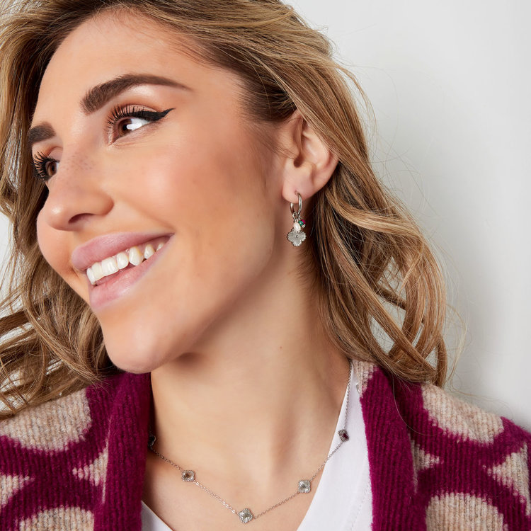 Gold Mixed Beads Clover Earrings