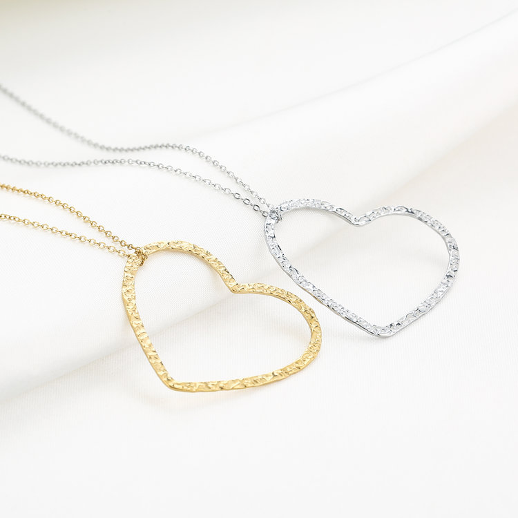 Gold Big Heart Charm Necklace