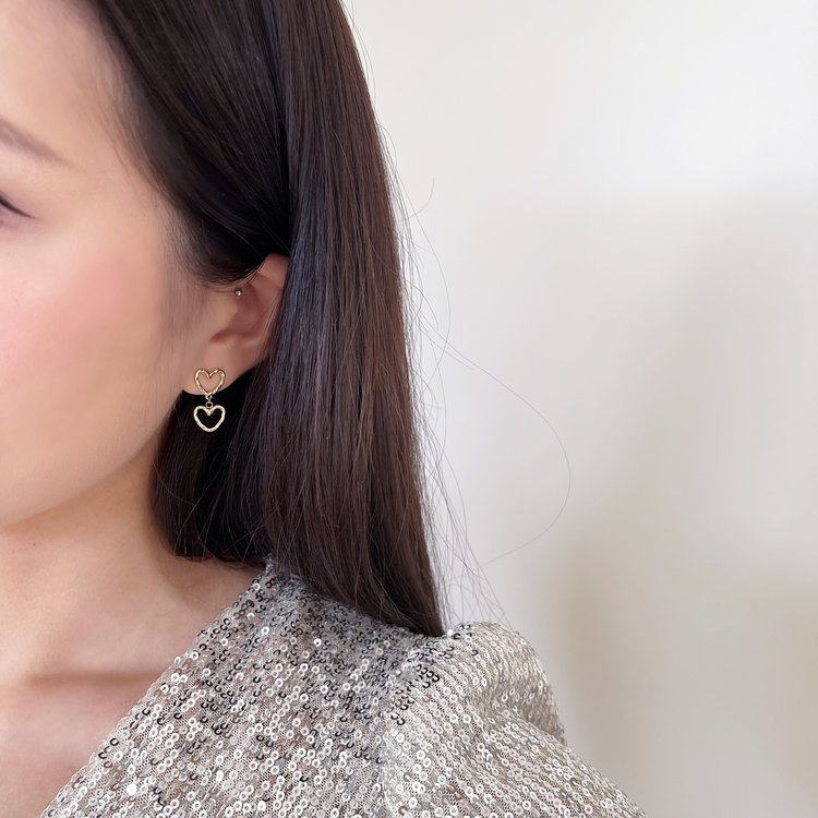 Silver Double Heart Earrings