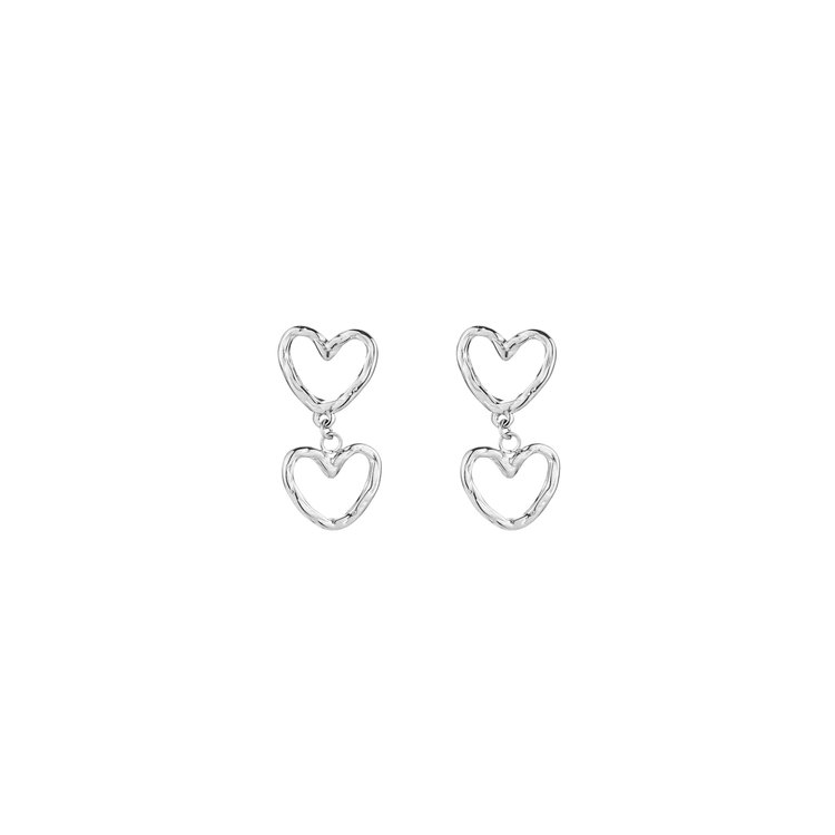 Silver Double Heart Earrings