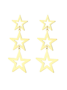 Gold Triple Open Stars Earrings