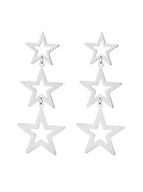 Silver Triple Open Stars Earrings