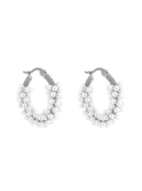 Silver Tiny Pearl Hoop Earrings