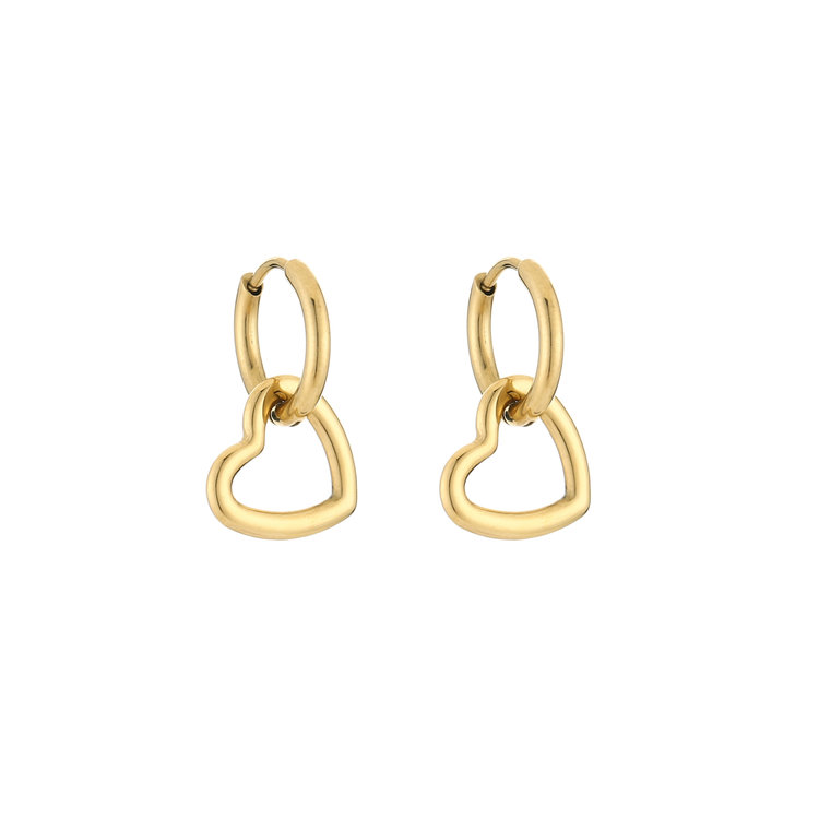Gold Hollow Heart Earrings