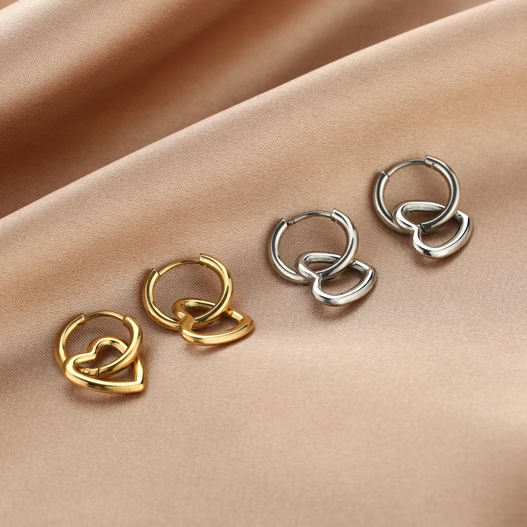 Silver Hollow Heart Earrings