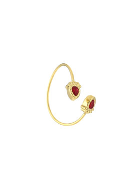 Gold Gemstone Wrap Ring / Red