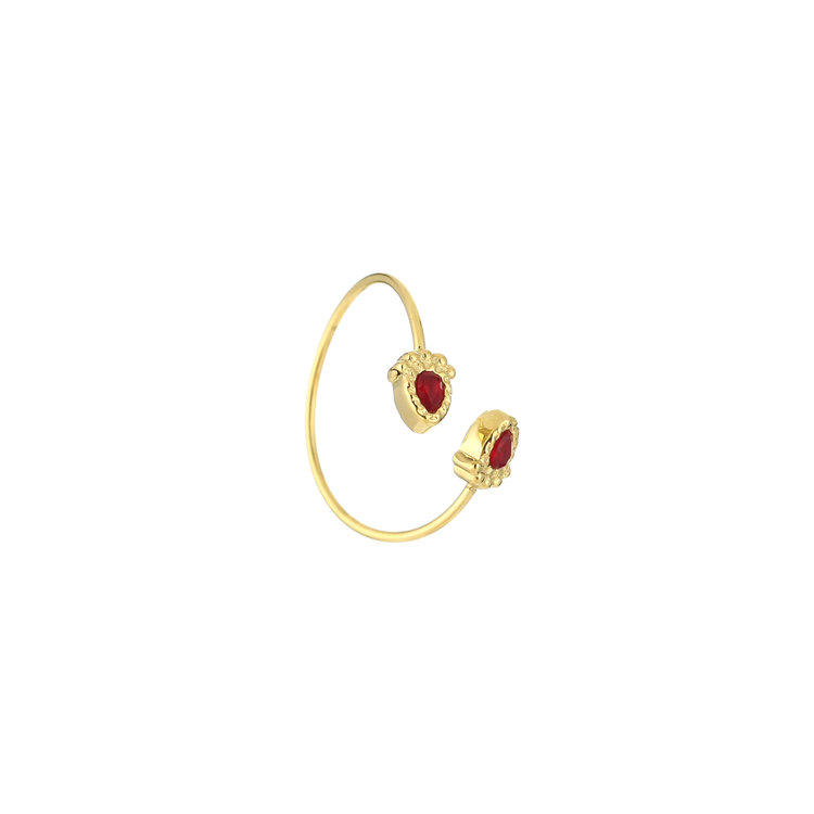 Gold Gemstone Wrap Ring / Red