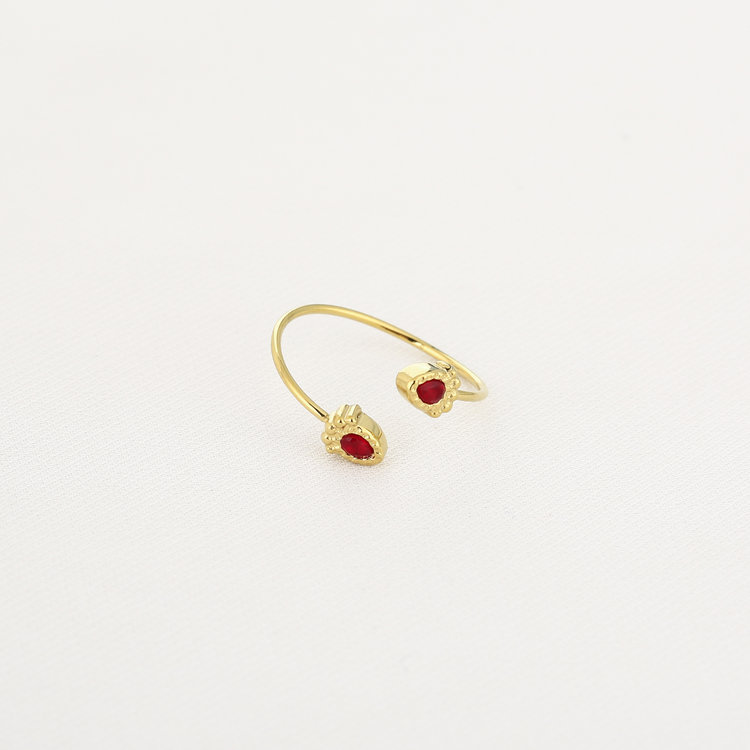 Gold Gemstone Wrap Ring / Red