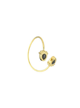 Gold Gemstone Wrap Ring / Black