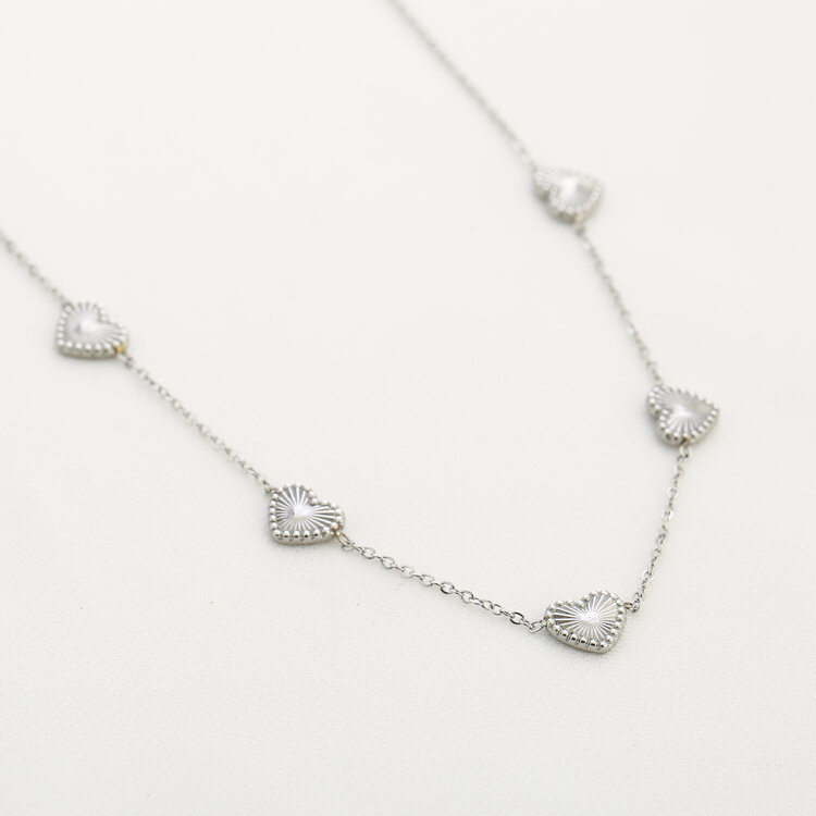 Silver Textured Heart Necklace