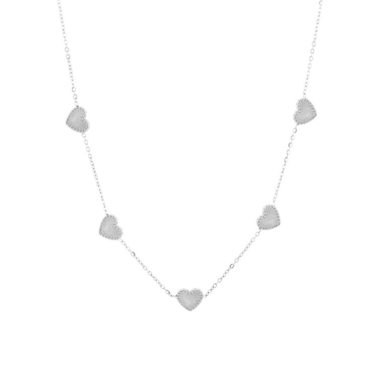 Silver Textured Heart Necklace