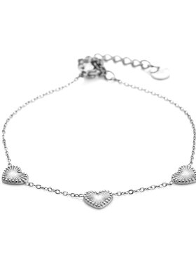 Silver Textured Heart Bracelet