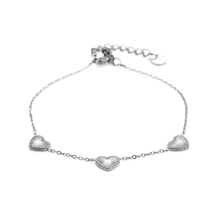 Silver Textured Heart Bracelet