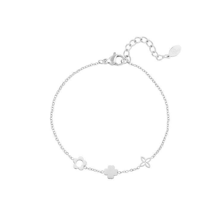 Silver Dainty Triple Flowers Bracelet