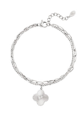 Silver Heart Clover Linked Bracelet