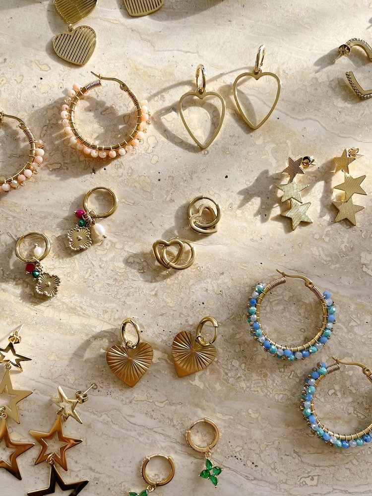 Gold Hollow Heart Earrings