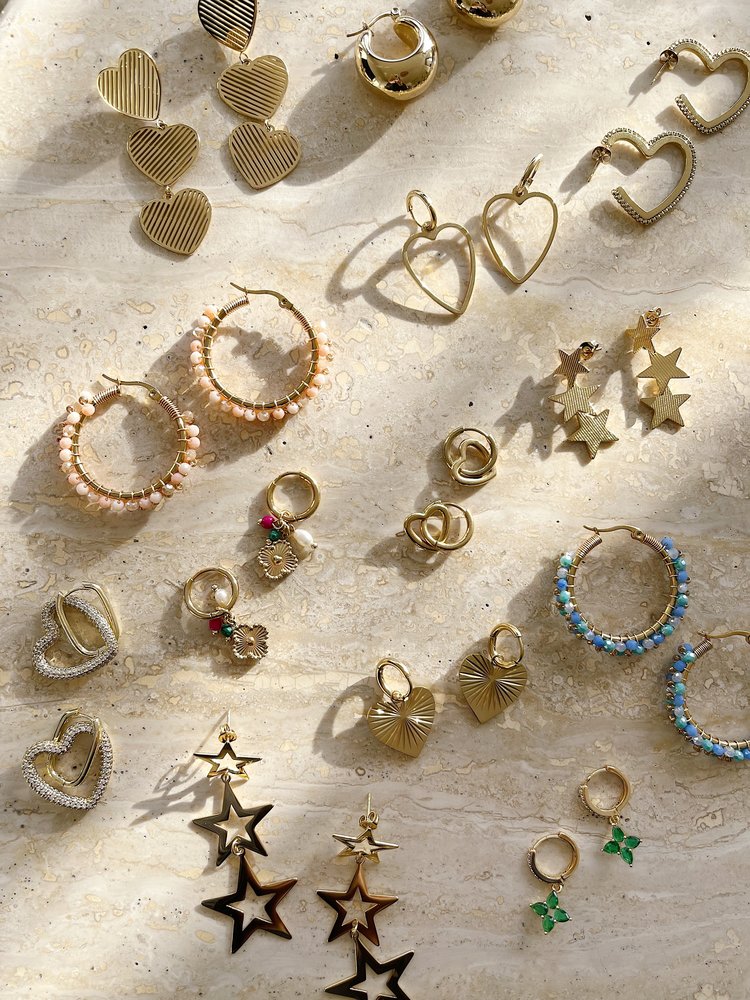 Gold Triple Open Stars Earrings