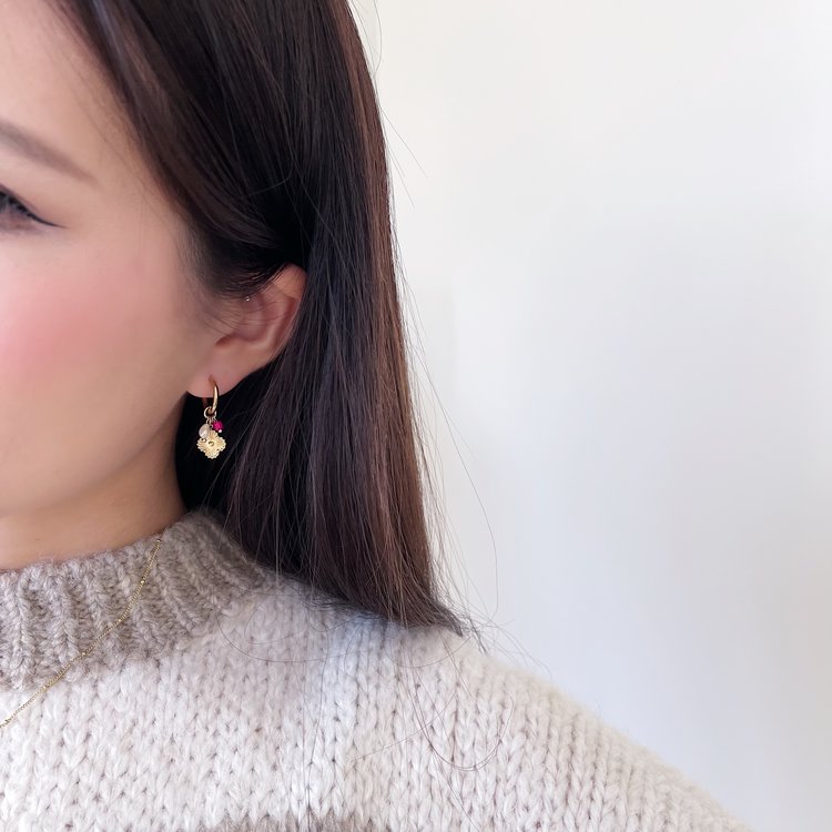 Gold Mixed Beads Clover Earrings