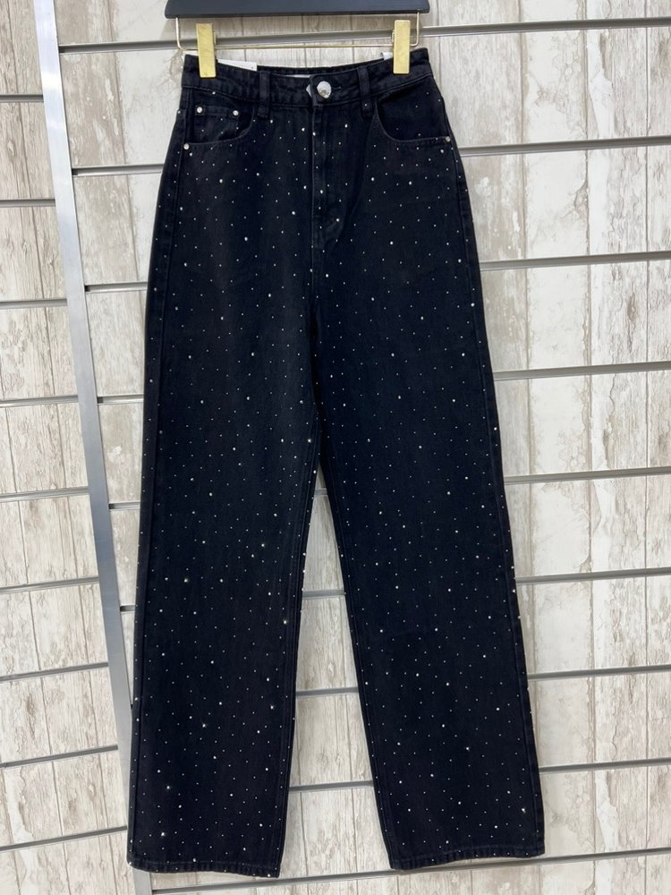 Jinni Sparkle Wide Leg Jeans / Black