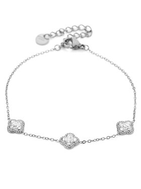 Silver Triple Clover Strass Bracelet