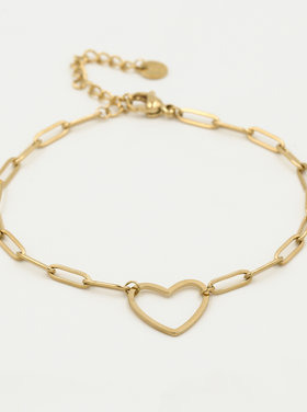 Gold Heart Linked Chain Bracelet