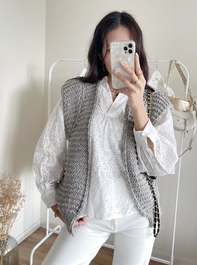 Lenthe Mixed Knit Gilet / Grey