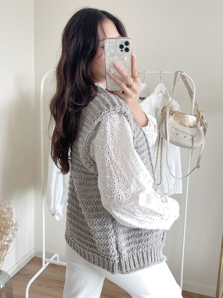 Lenthe Mixed Knit Gilet / Grey