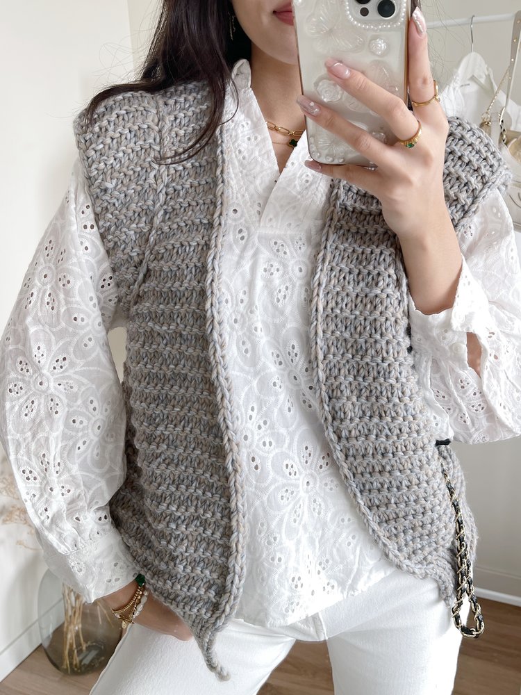 Lenthe Mixed Knit Gilet / Grey