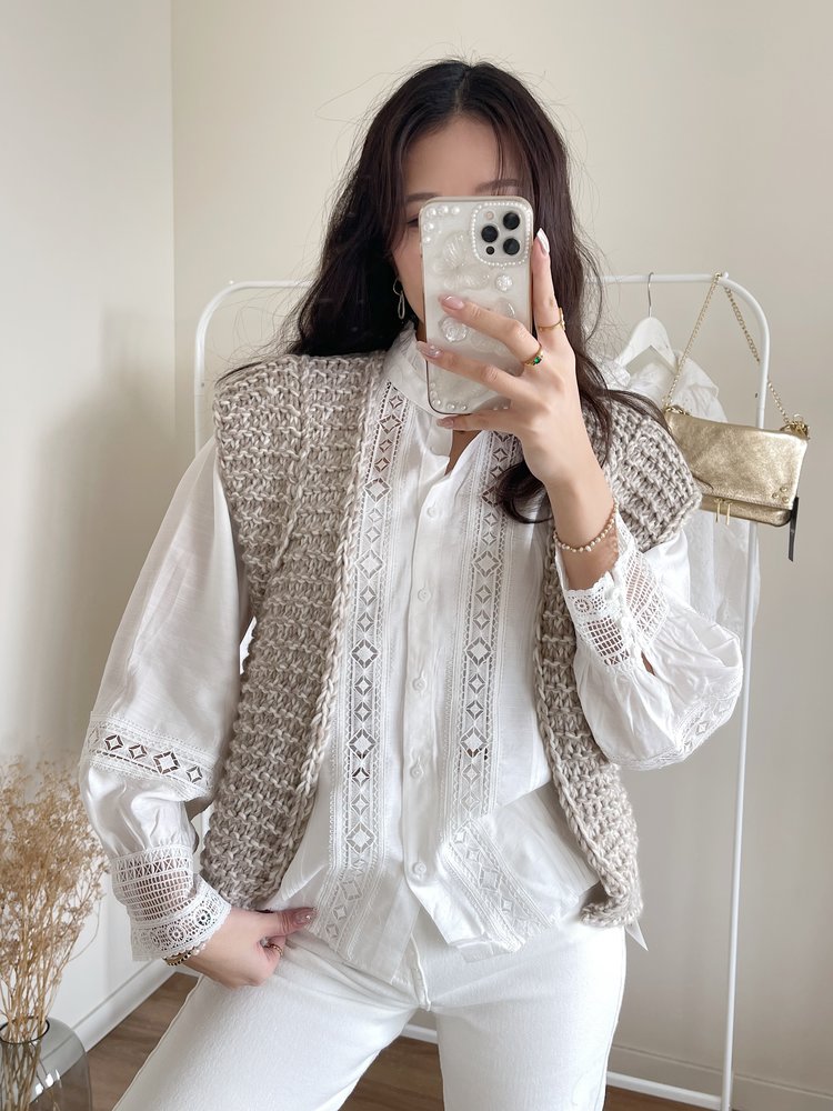 Lenthe Mixed Knit Gilet / Beige