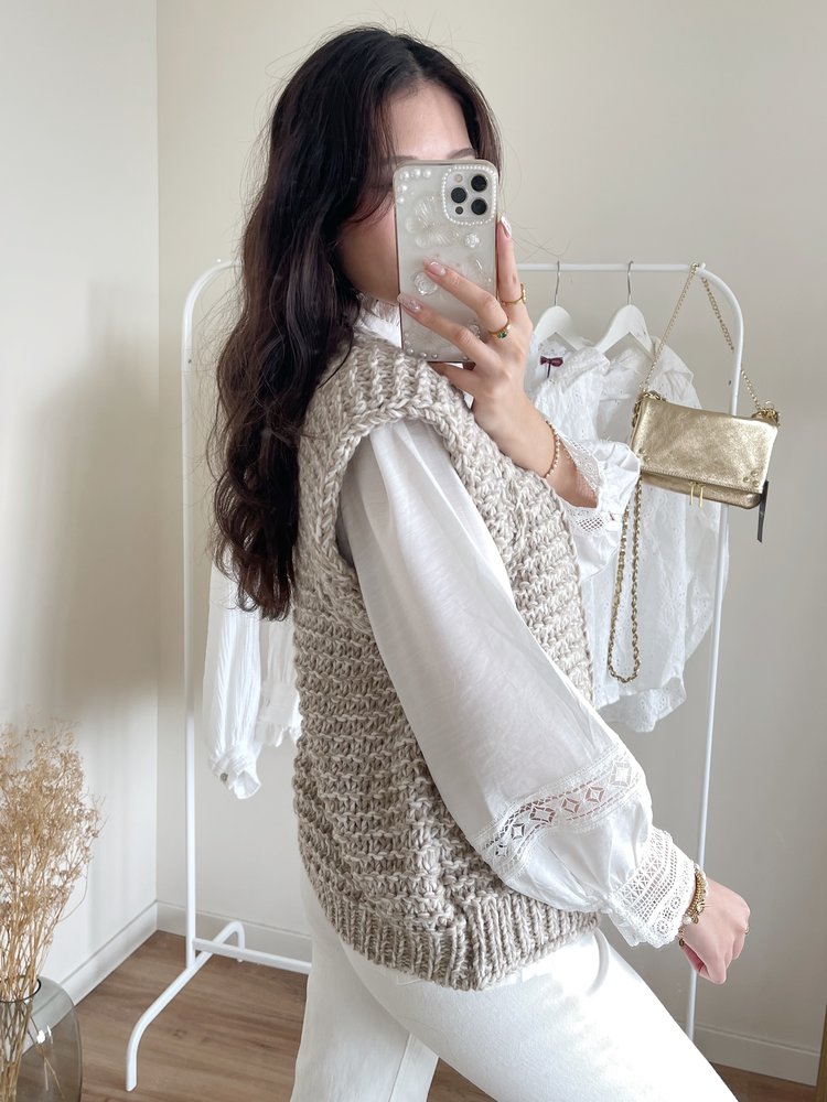 Lenthe Mixed Knit Gilet / Beige