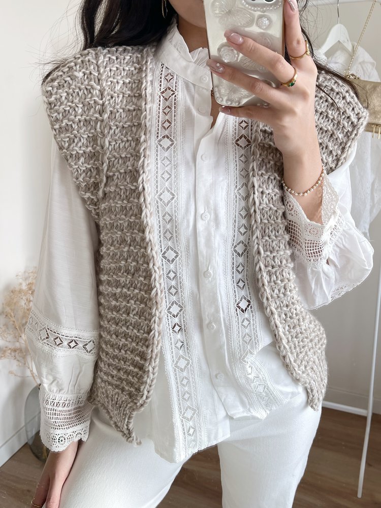 Lenthe Mixed Knit Gilet / Beige