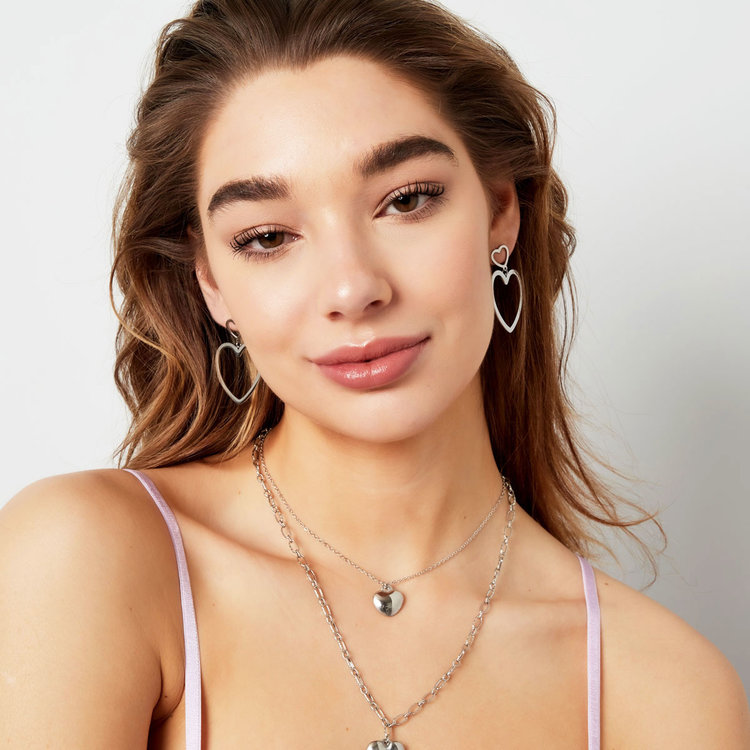 Gold Heart Drop Earrings