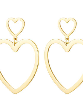 Gold Heart Drop Earrings