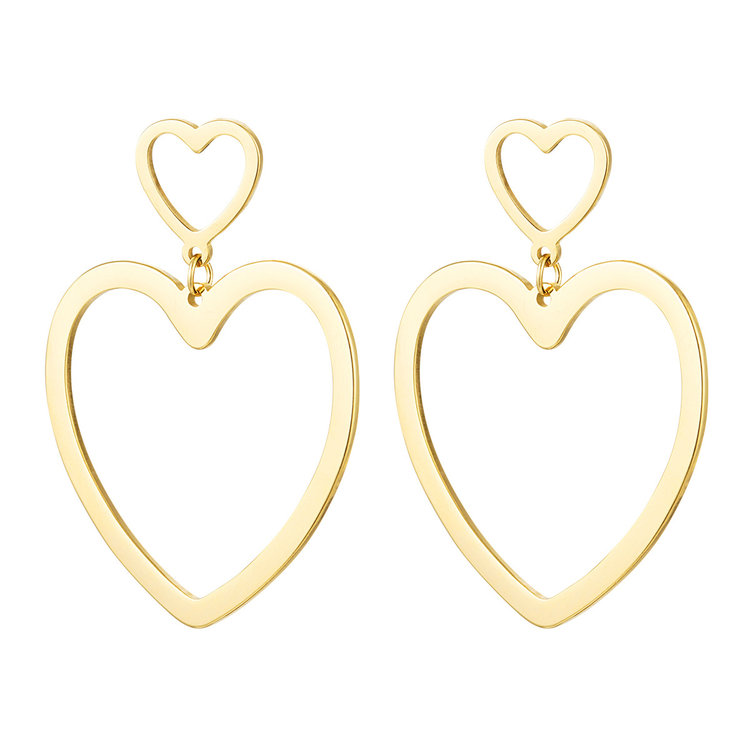 Gold Heart Drop Earrings