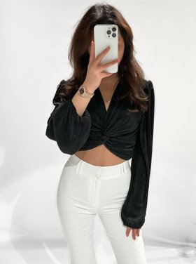 Sunna Pleated Crop Top /  Black