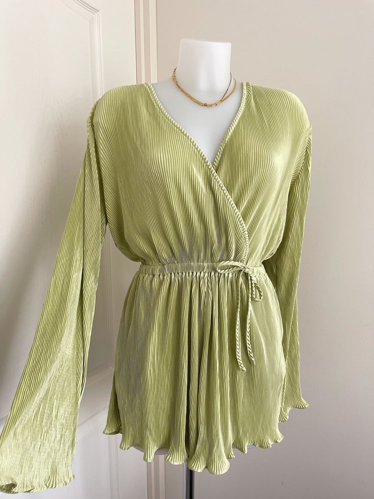 Isaura Pleated Playsuit / Green