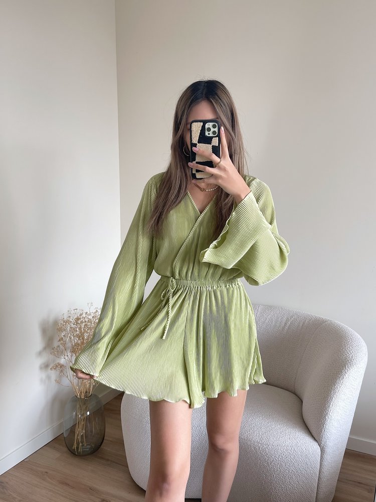 Isaura Pleated Playsuit / Green