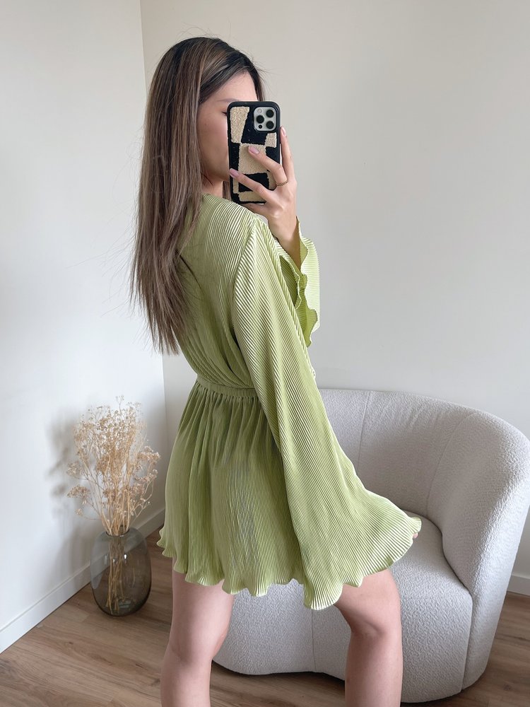 Isaura Pleated Playsuit / Green
