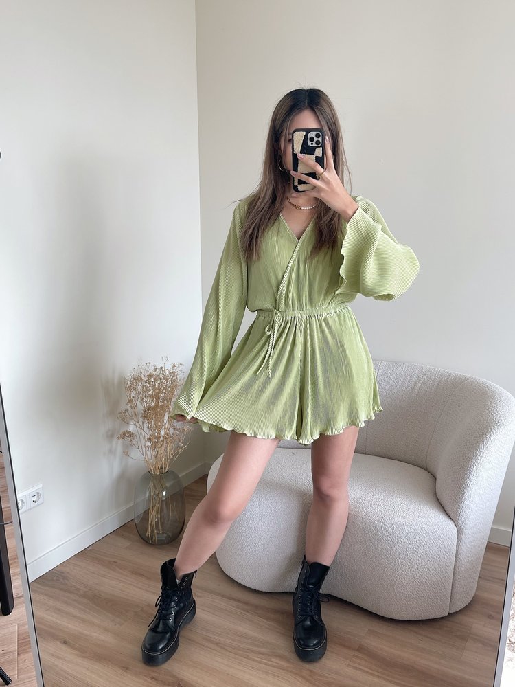 Isaura Pleated Playsuit / Green