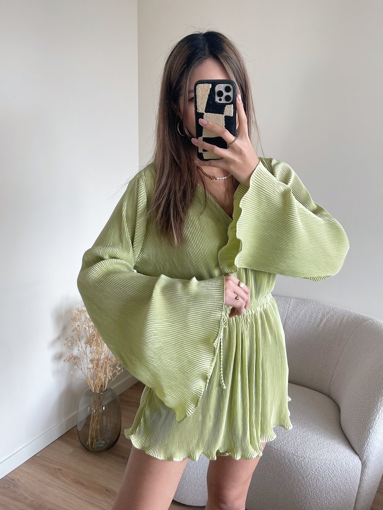 Isaura Pleated Playsuit / Green