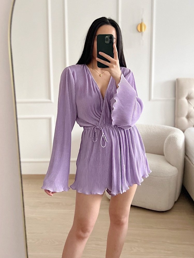 Isaura Pleated Playsuit / Lilac