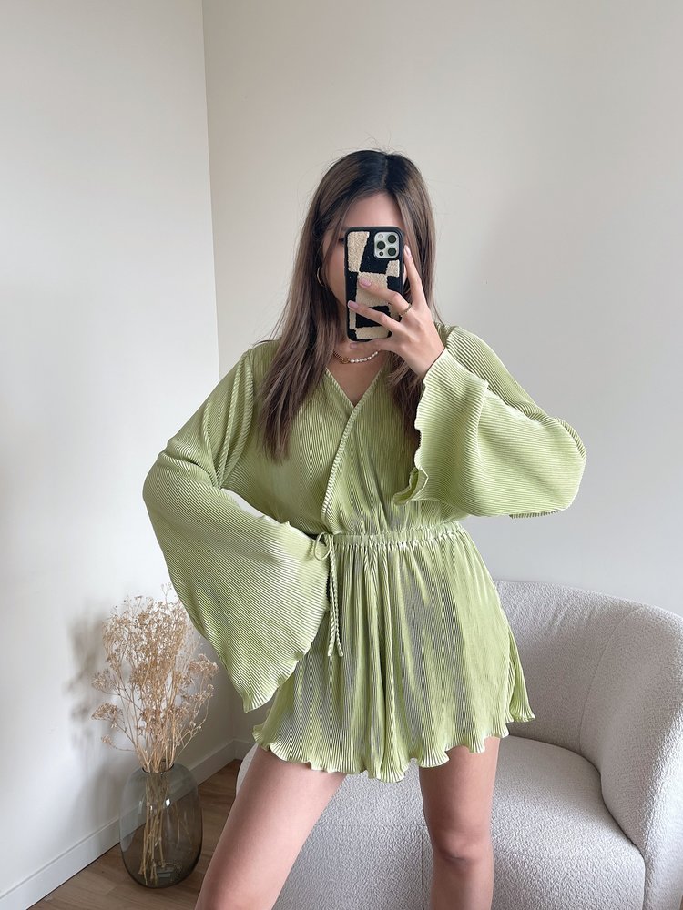 Isaura Pleated Playsuit / Black