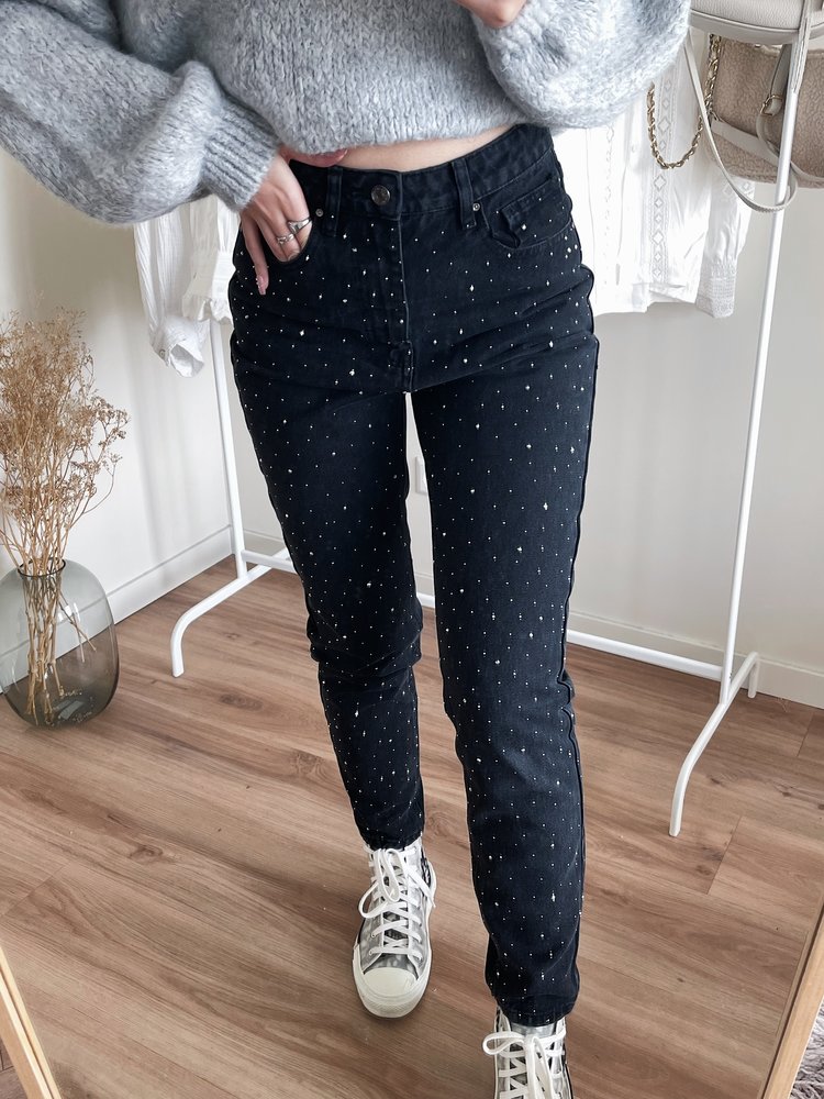 Gigi Sparkle Mom Jeans / Black