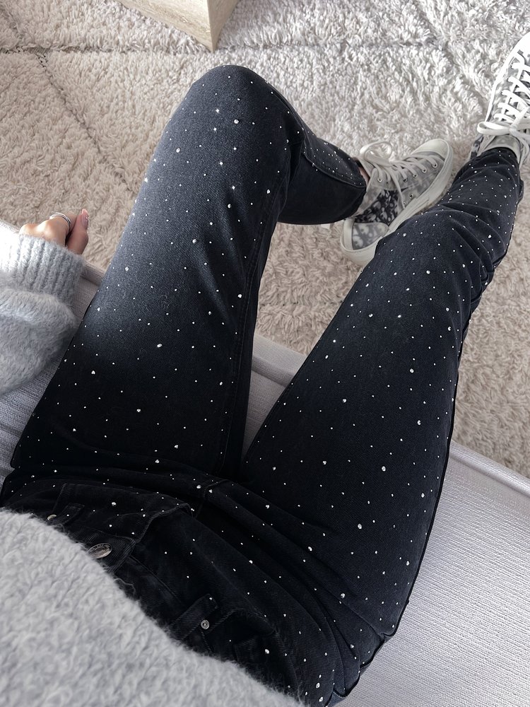 Gigi Sparkle Mom Jeans / Black