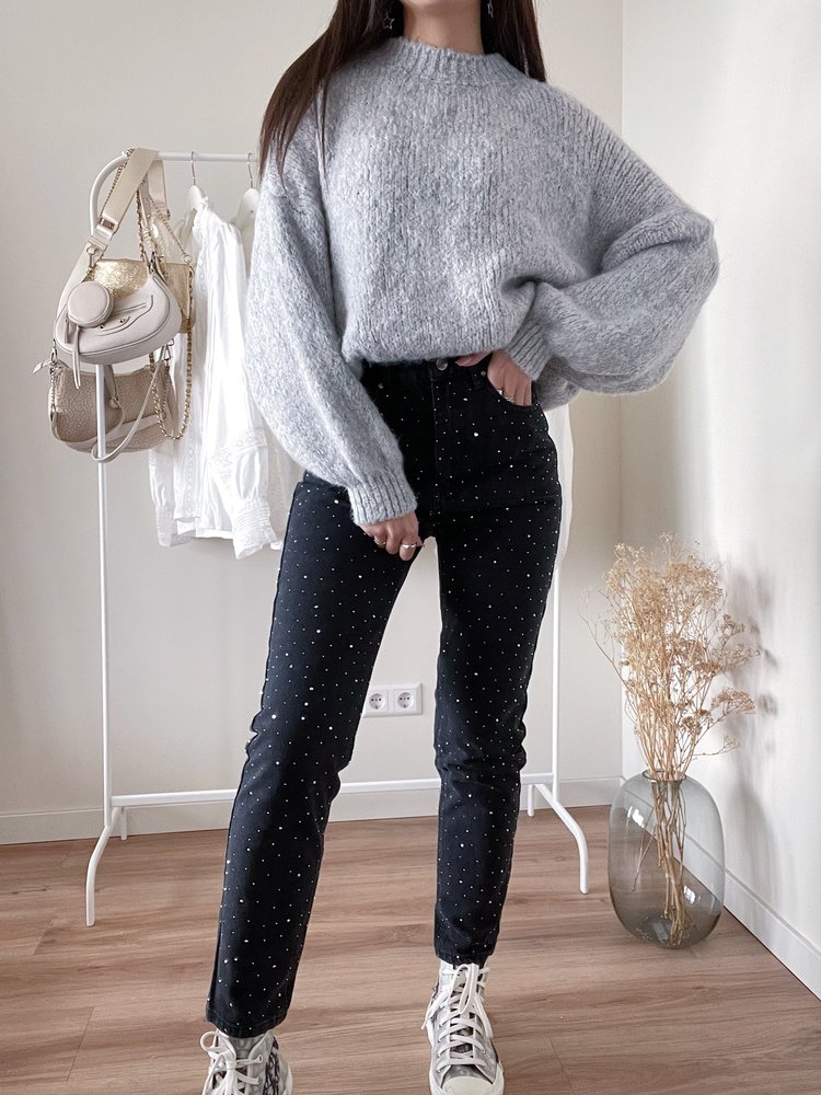 Gigi Sparkle Mom Jeans / Black