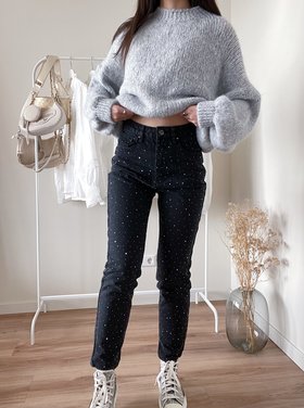 Gigi Sparkle Mom Jeans / Black