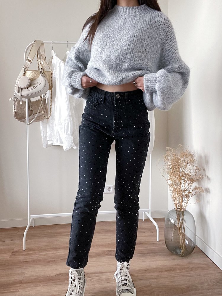 Gigi Sparkle Mom Jeans / Black