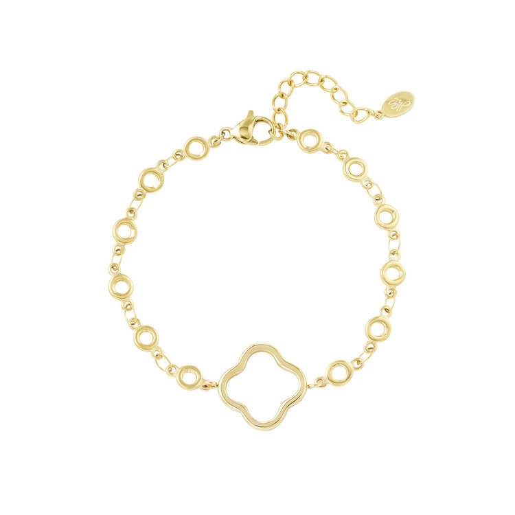 Gold Clover Circle Link Bracelet